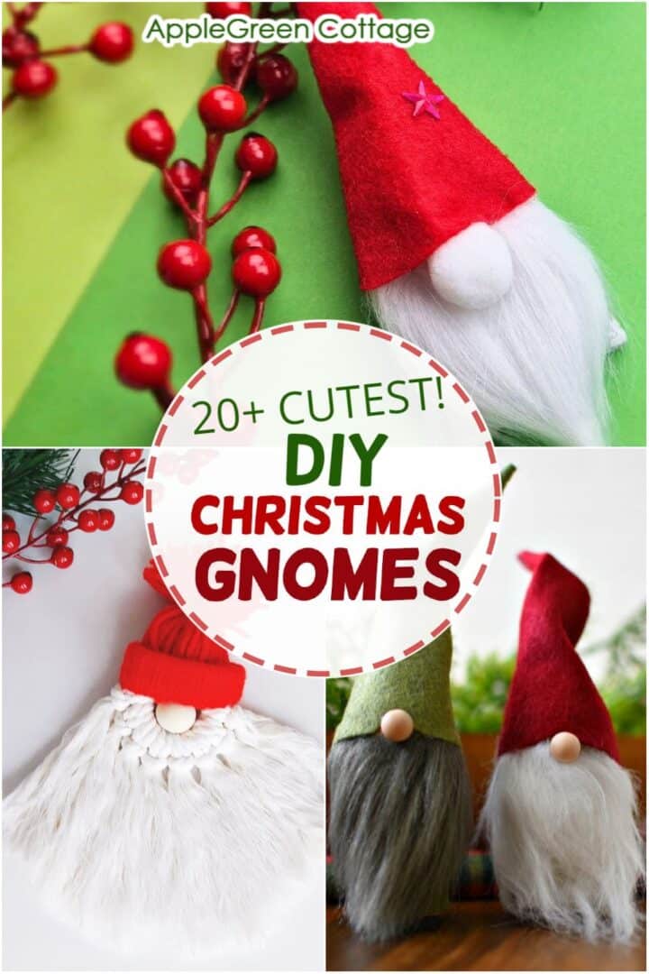 diy christmas gnomes in red, white and green colors