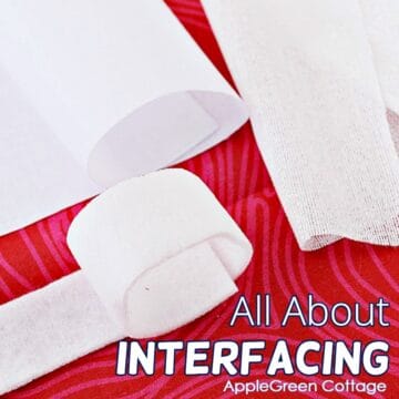 pieces of interfacing on a red background