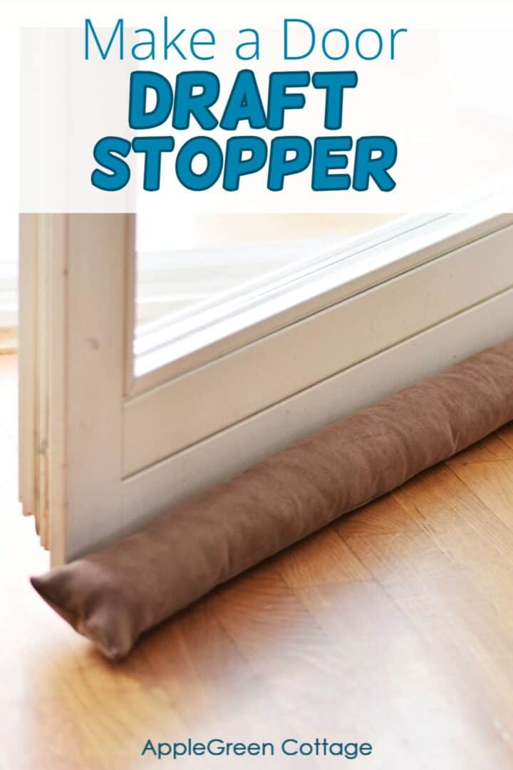 a closeup of a fabric door draft stopper placed before a door