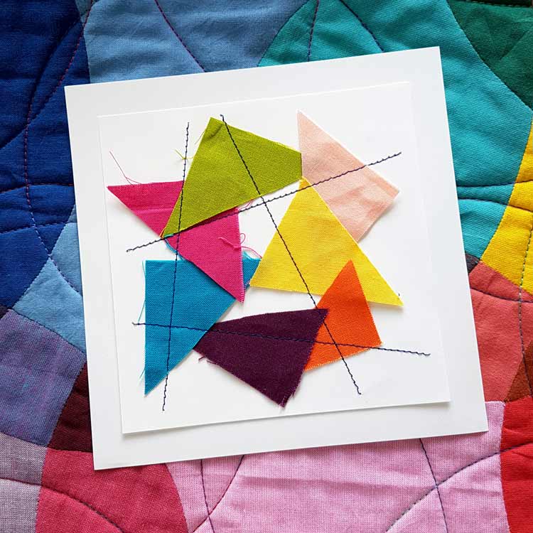 a colorful birthday card made with fabric scraps