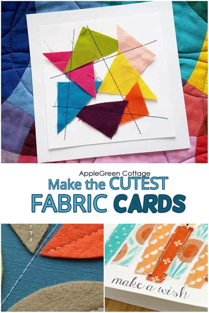 finished handmade fabric cards for birthdays in vivid colors