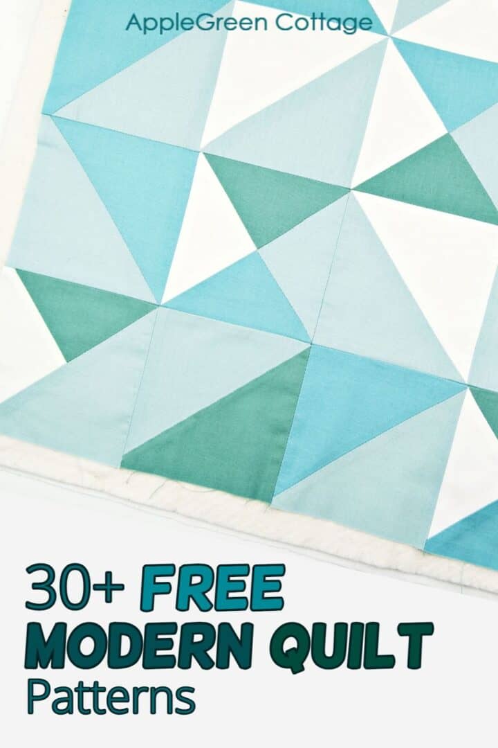 a modern quilt layout in aqua, teal and white
