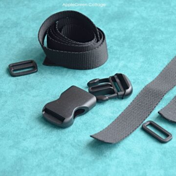 side-release buckle and webbing pieces to thread and install