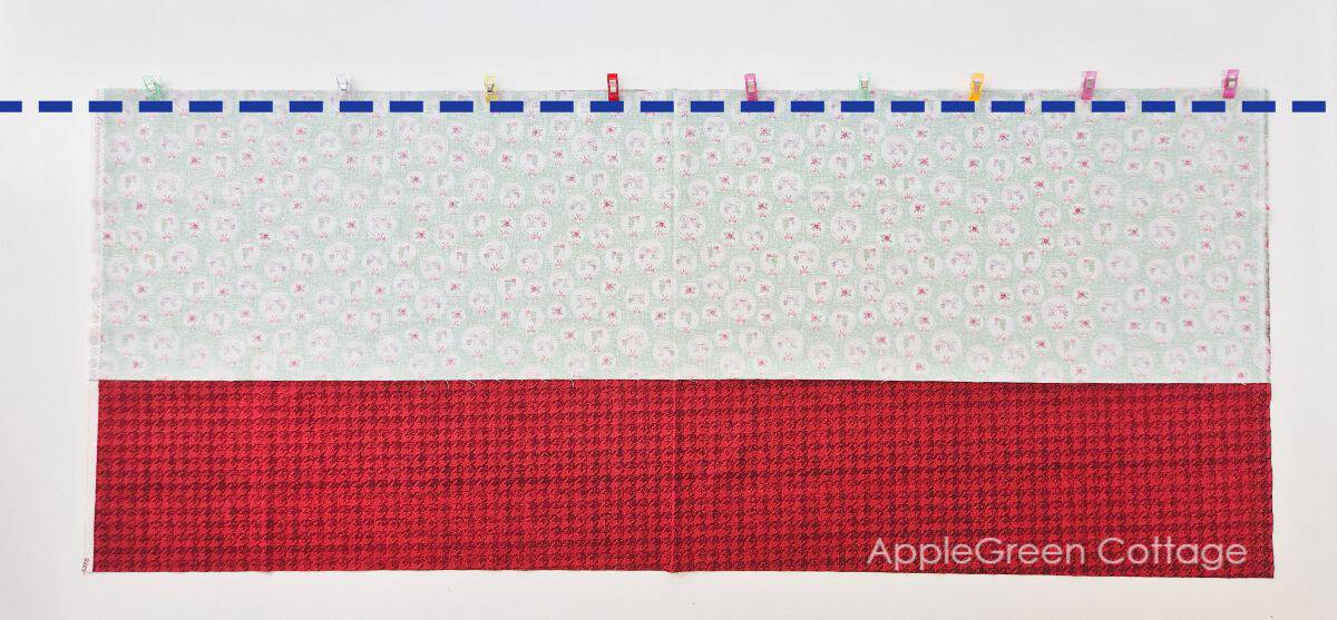 semi-finished table runner sewn with the right sides of fabric facing each other
