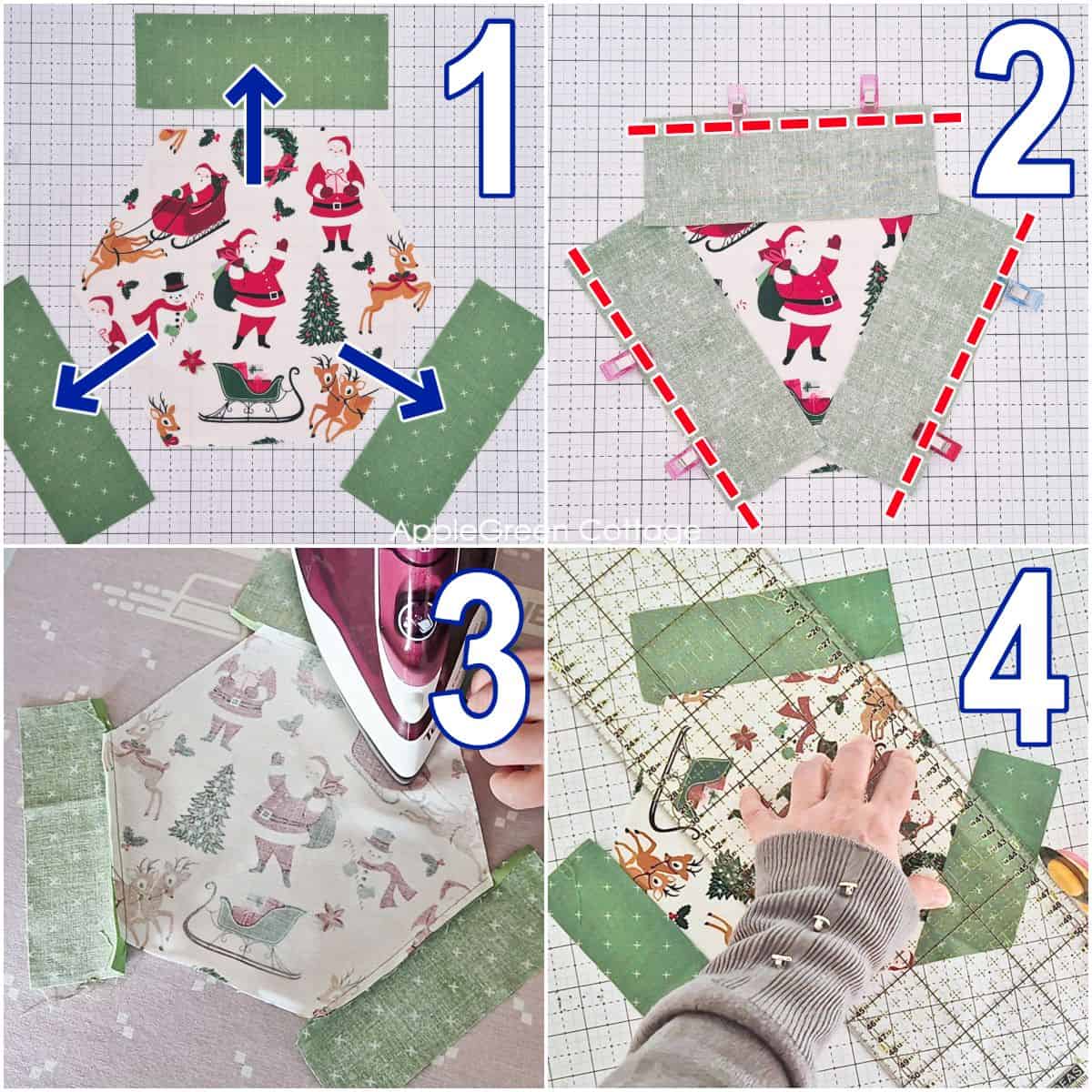 piecing of a hexagonal quilt block
