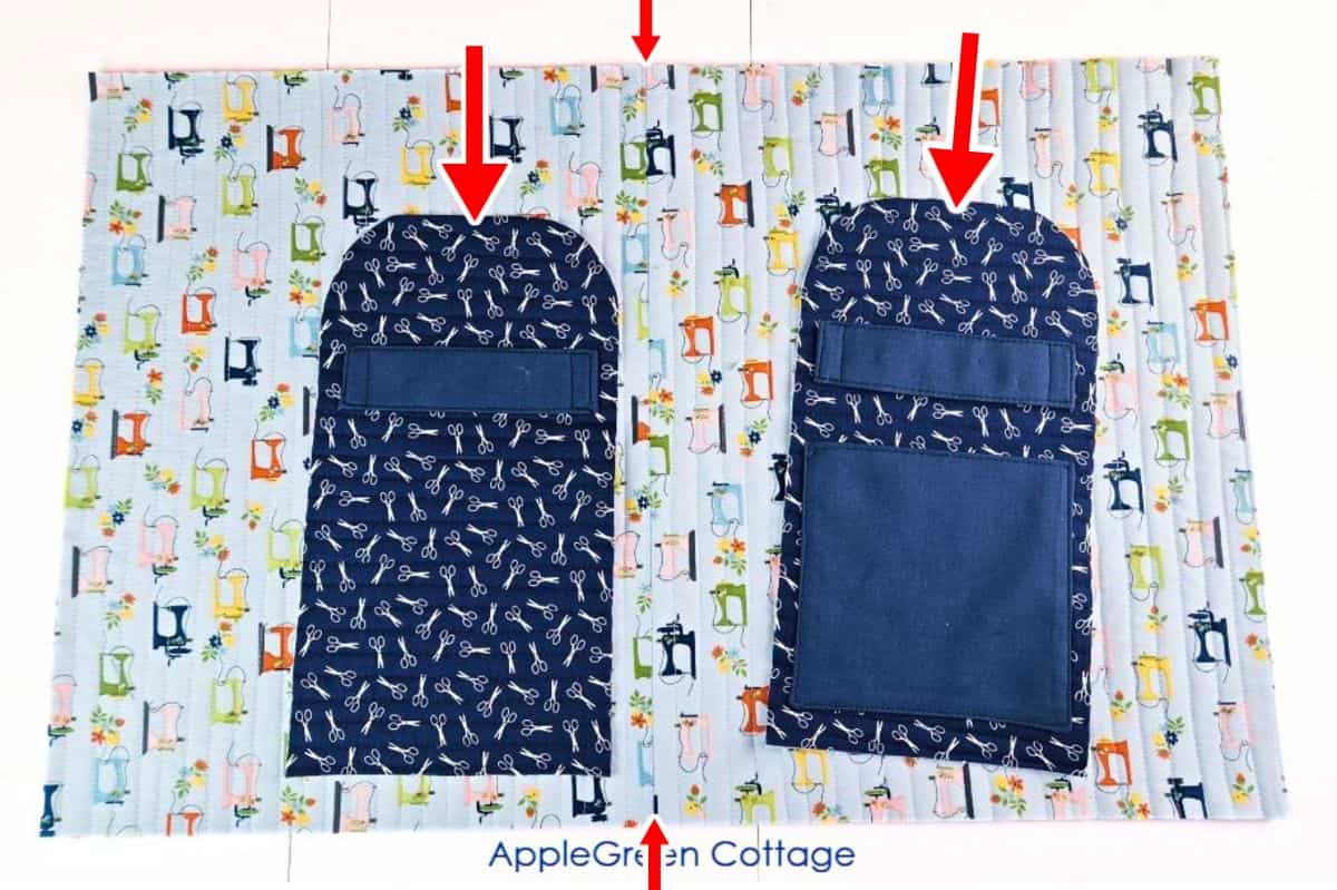 Aligning side panels on the main body of the sewing machine cover pattern before sewing