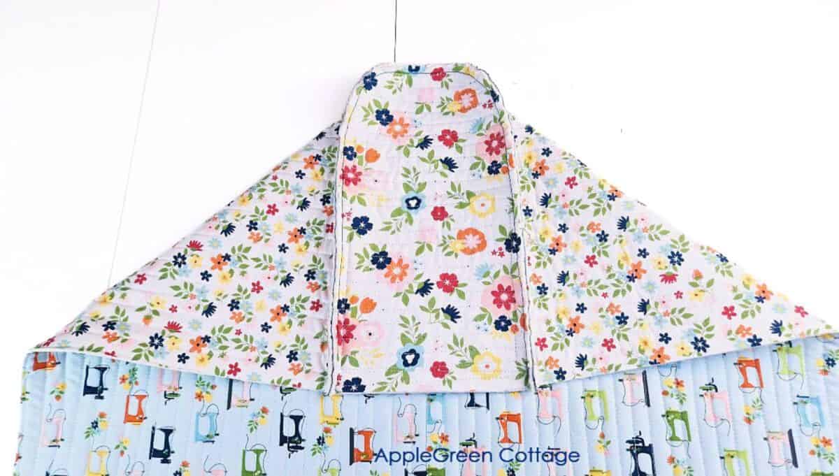 sewn panels for a sewing machine cover pattern with a vibrant design.