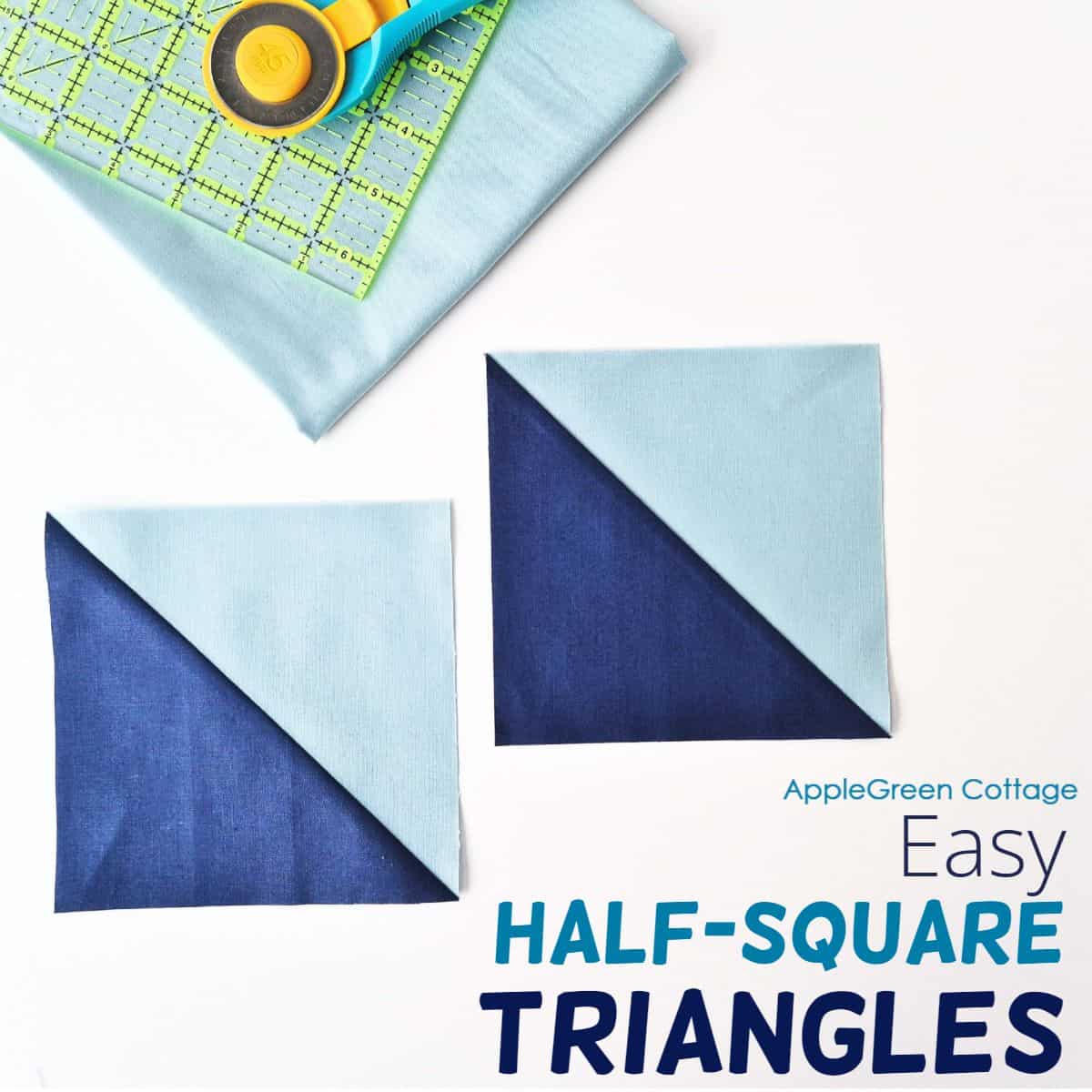 Half-square triangles sewn and pressed open, showing the 2-at-a-time method for making quick and accurate HST blocks in quilting.