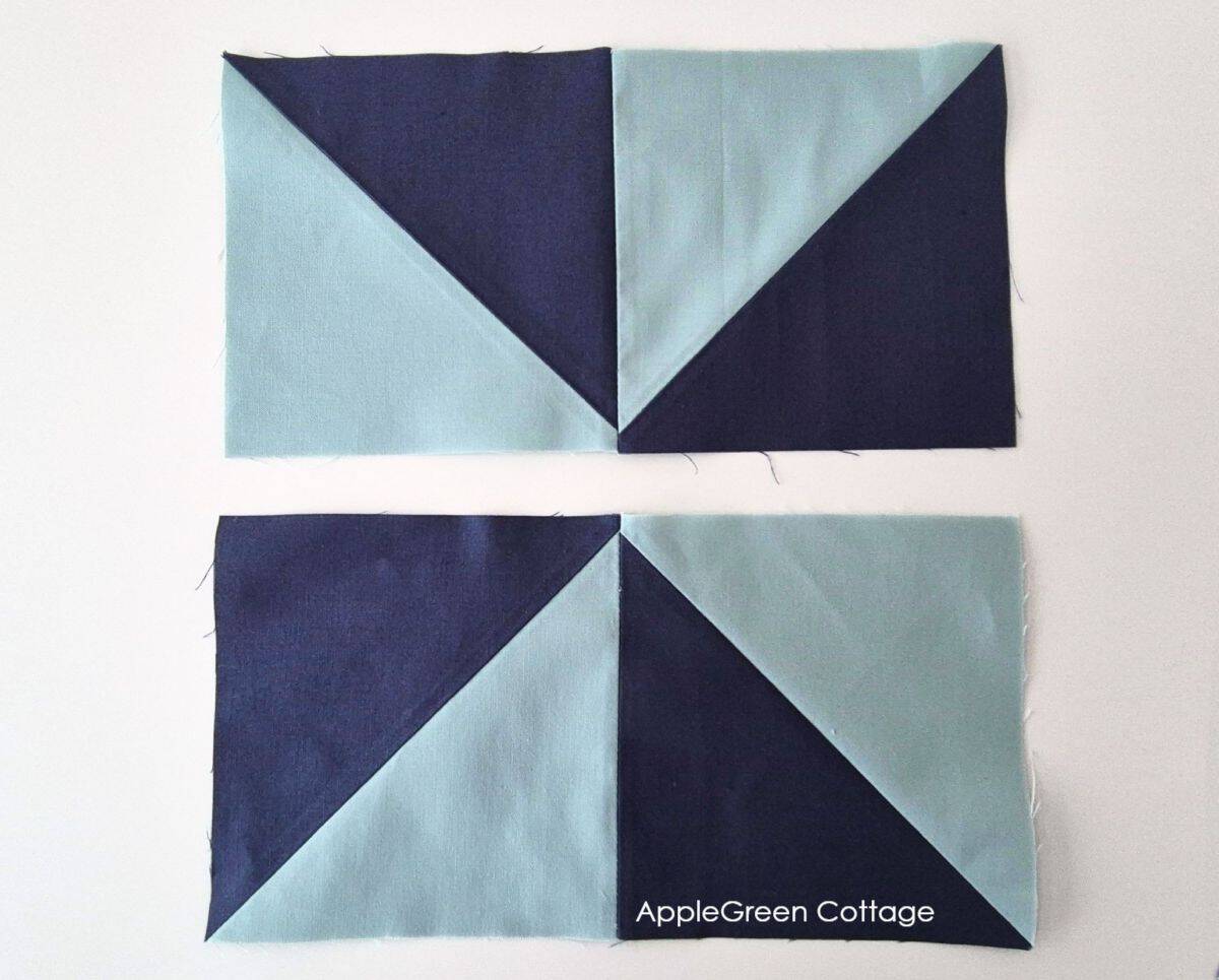 A nearly completed quilt block with open seams for better alignment and accuracy.