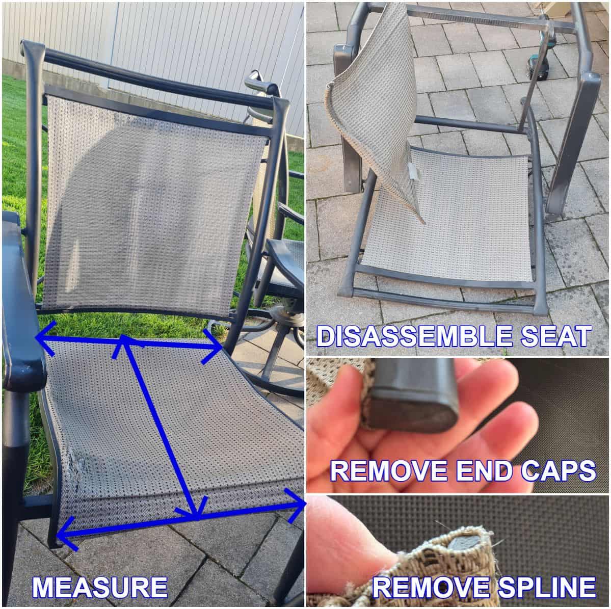 sling chair fabric replacement steps diagram