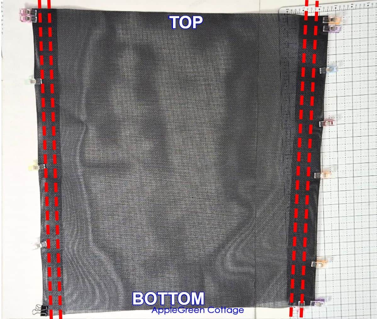 side edges on mesh hemmed