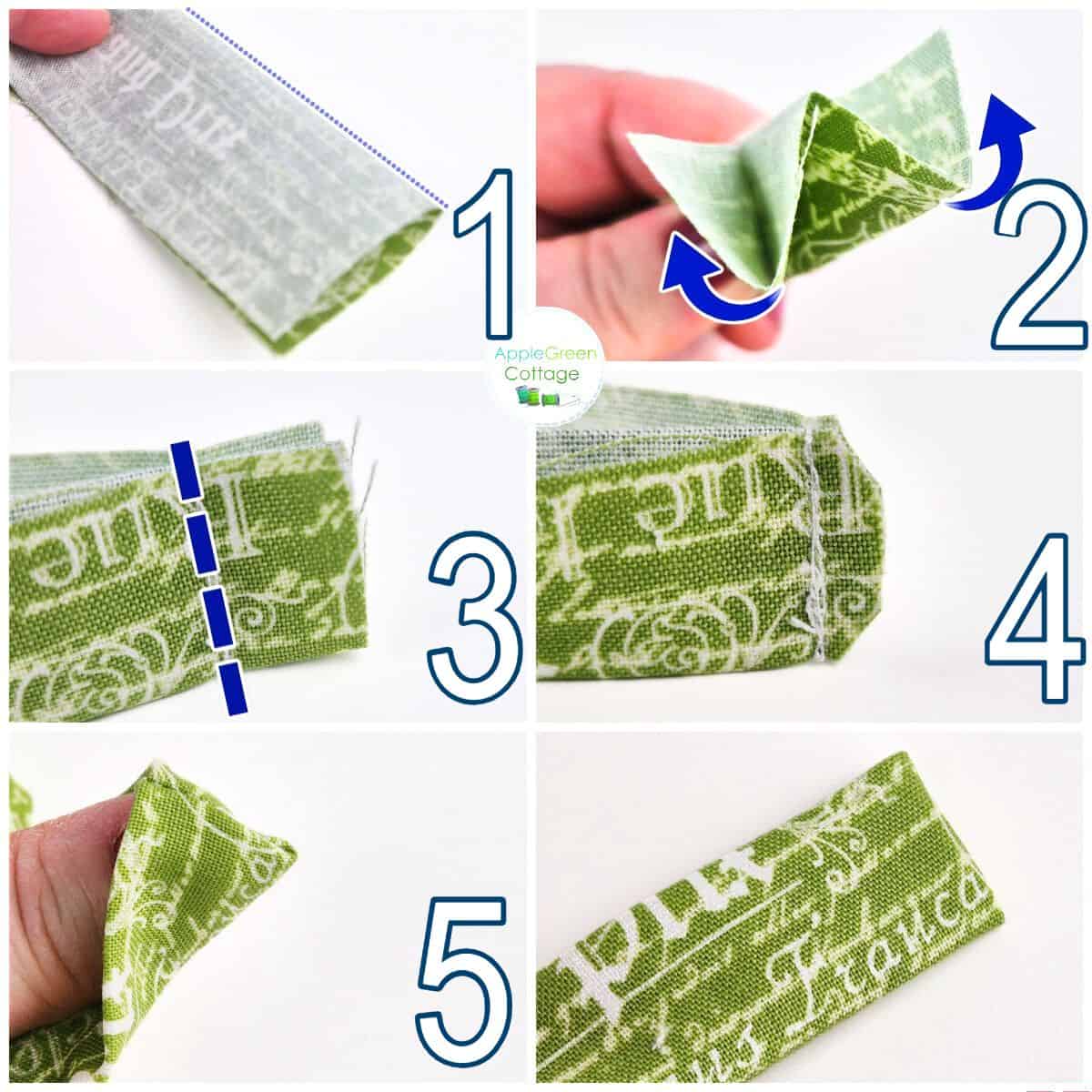 Apron waistband ends topstitched for clean finish and durability.