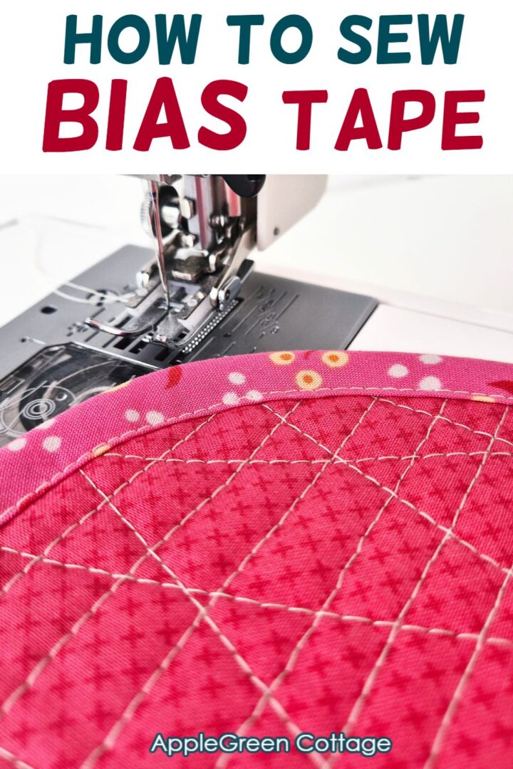Topstitching bias tape on quilted edge using sewing machine